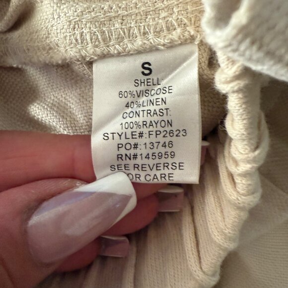 Mahina Casual Jogger Pants S Viscose & Linen Blend Beige - Picture 5 of 5